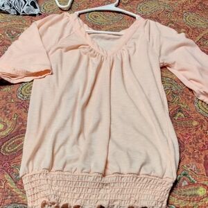 Mudd Light Peach V-Neck Blouse